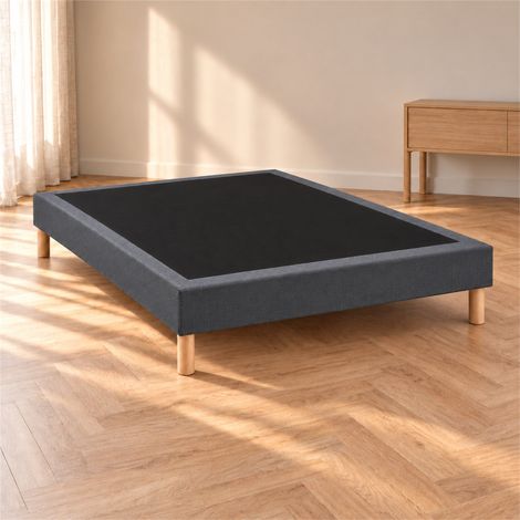 Sommier tapissier déco 160x200 cm Gris - Hauteur 30 cm - Pieds inclus (1/5)