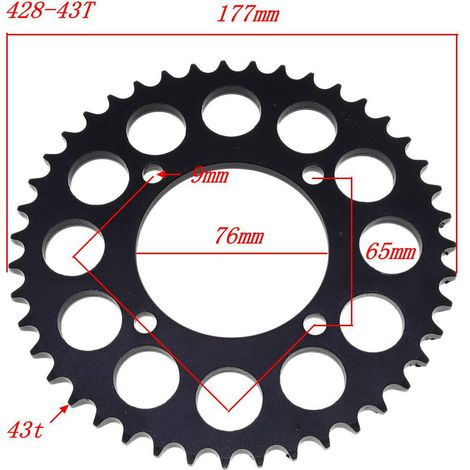 Couronne arrière tout-terrain Huayang Bosuer, couronne arrière Kawasaki Flying Eagle 428-43T, couronne dentée, diamètre intérieur 76 mm (1/5)