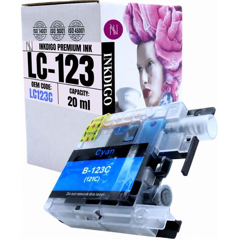 Inchiostro Inkdigo LC123XLC compatibile con Brother DCP-J132W MFC-J245 DCP-J4110DW, certificato TÜV. (1/5)