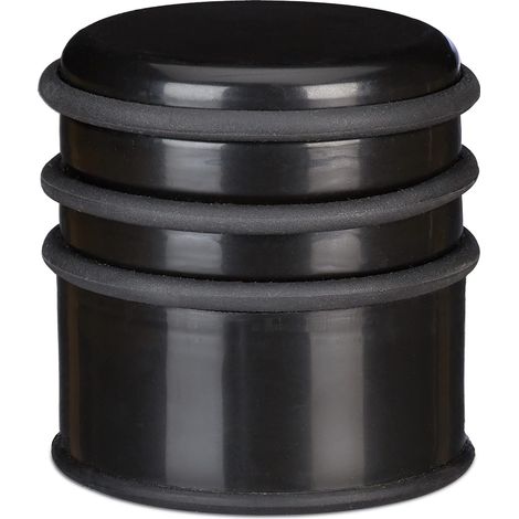 Paraspifferi da pavimento per porte e finestre, ∅ cm, anelli in gomma, nero, PP, 8 x 7 x 7 cm (1/5)