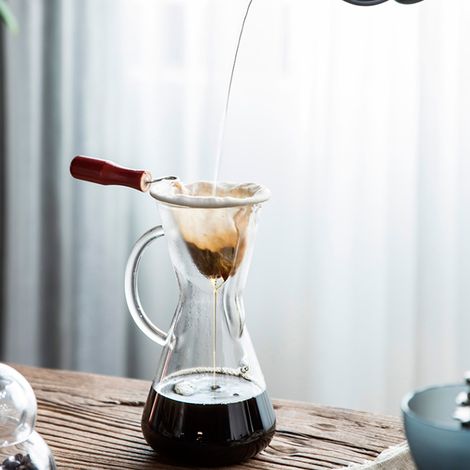 Filtre à café en coton flanelle 105mm avec anse en bois, accessoire pour cafetière goutte-à-goutte. (1/5)