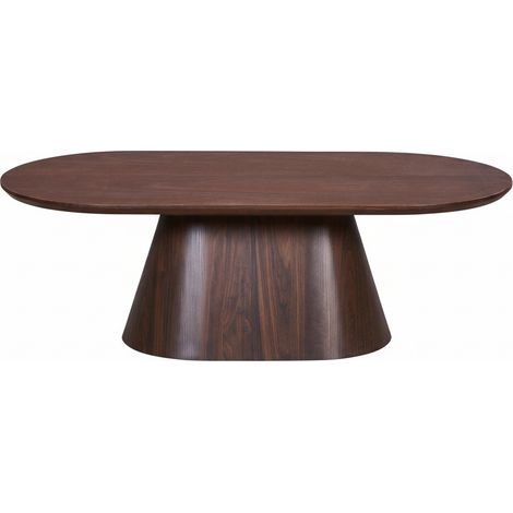 Mobilier Deco – Table basse ovale 120 cm en MDF décor bois foncé – Piètement conique moderne – Surface généreuse pour objets décoratifs
