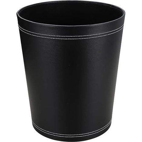 Corbeille À Papier - Cuir Véritable - Diamètre Haut 24 cm - Diamètre Bas 19,5 cm - Hauteur 28 cm - Forme Ronde - Usage Bureau Salle De Bain Cuisine Chambre Hôtel - 1 Pièce