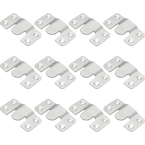 Supports de fixation encastrés pliables, 12 supports de tête de lit en acier inoxydable, supports interconnectables 53 mm x 30 mm (1/5)