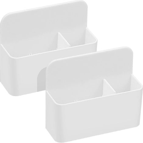 Boîte de rangement magnétique 2 pièces, porte-stylo magnétique pour tableau blanc avec compartiments, idéal pour frigo, tableau et armoire (blanc) (1/5)