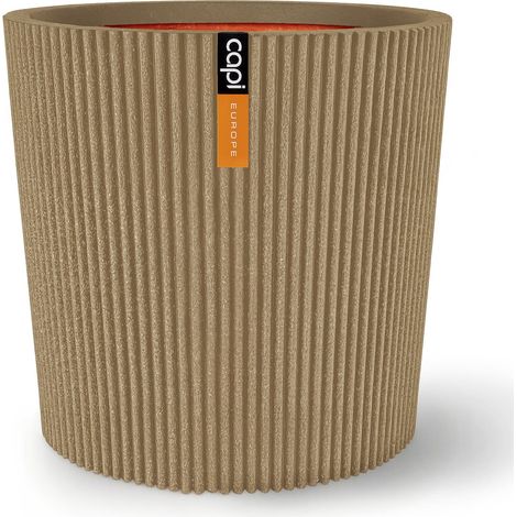 Capi Europe Pflanzgefäß Groove NL Konisch Beige mit Isolierschicht Ø 45 cm - Kunststoff