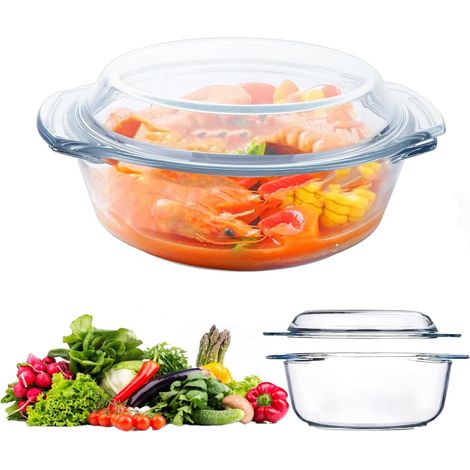 Petite Plat à Four en Verre 1 L, Plat à Lasagnes en Verre Borosilicate,passe au micro-ondes, au four, résistant à la chaleur, comme plat à lasagnes, moule à pâtisserie, petite cocotte (1/5)