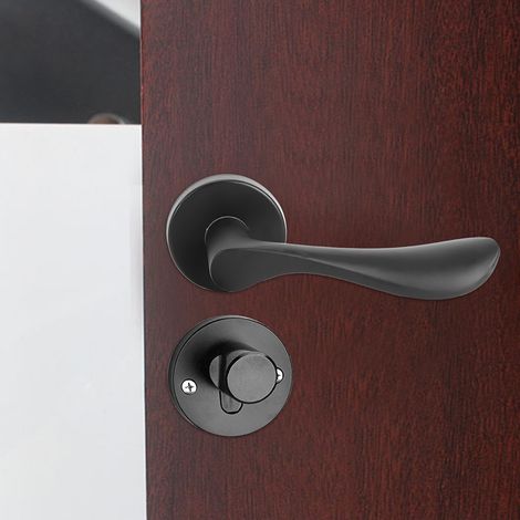Ensemble de serrure de porte en aluminium spatial avec poignée de porte à verrouillage à clé, accessoire de quincaillerie pour porte intérieure (1/5)
