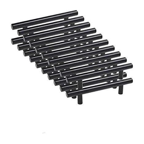 AMXCNOY 20 Stück 96 mm Edelstahl T-Bar Schwarzer Küchenschranktürgriff mit Schrauben (1/3)