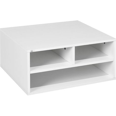 Organiseur bureau aspect blanc avec 3 compartiments fournitures support d'imprimante 47 x 40 x 22,5 cm (1/5)