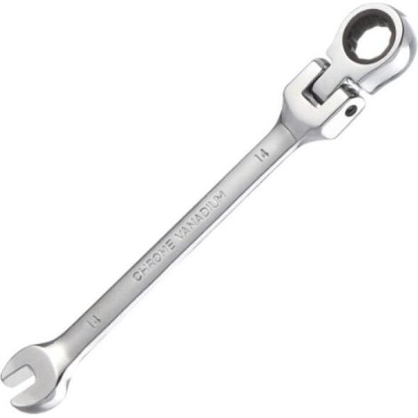 Clé Mixte à Cliquet articulées métrique, Argent, 14 mm