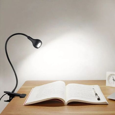Lampada da scrivania a LED creativa da 5W con clip, interamente in lega di alluminio con cavo USB flessibile universale, comoda lampada per gli occhi, lampada da comodino per leggere e studiare. (1/4)