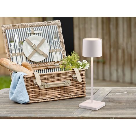 Akku LED Tischleuchte FERNANDEZ kabellos für Innen & Außen, Weiß - H: 38cm