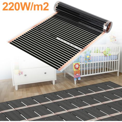 TolleTour Film chauffant 1 pièce,220 W/m²,pour 1 m²,chauffage électrique au sol,2 x 0,5 m,épaisseur 0,338 mm,noir,avec accessoires (1/5)