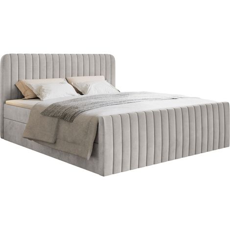 Selsey Saliano - Boxspringbett 160x200 mit Bettkasten, Topper und Samtbezug, Greige (1/4)