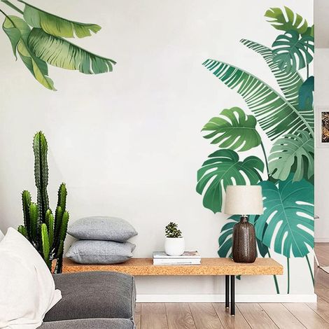 Stickers Muraux Feuilles de Palmier Autocollant Mural Plantes Tropicales Deco Stickers Chambre Enfants Bébé Salon Décoration (1/5)