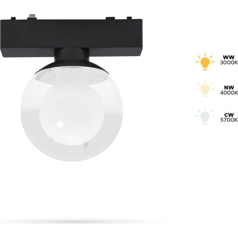 Faretto sferico B80 da 6W per binari SLIM TRACK e FiberFLEX, 48 V CC, 3 CCT, 3000 K, 4000 K, 5700 K (1/5)