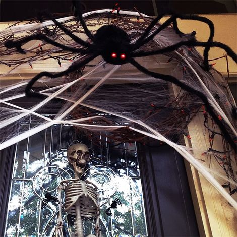 Décorations d'Halloween : araignée géante de 200 cm, araignée suspendue réaliste et ajustable, idéale pour l'intérieur et l'extérieur. (1/5)