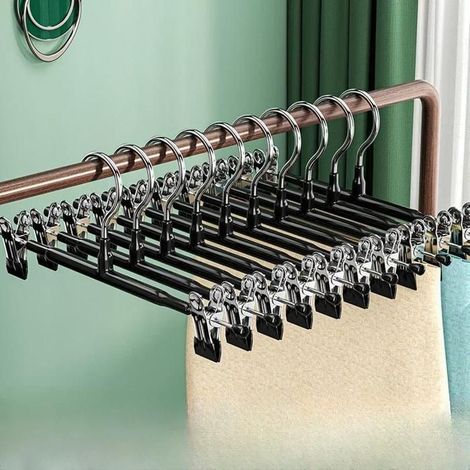 10pcs cintres antidérapants en plastique bleu, sans trace, support de séchage vêtements ménagers (1/4)