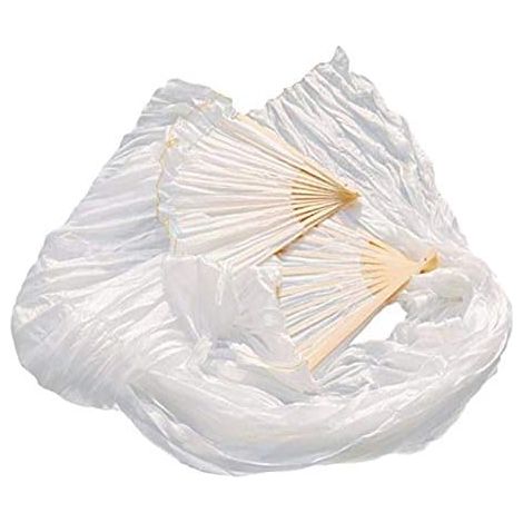100 % soie unisexe chinois voile danse fans 1 pièce danse du ventre couleur blanche 180 x 90 cm (1/5)