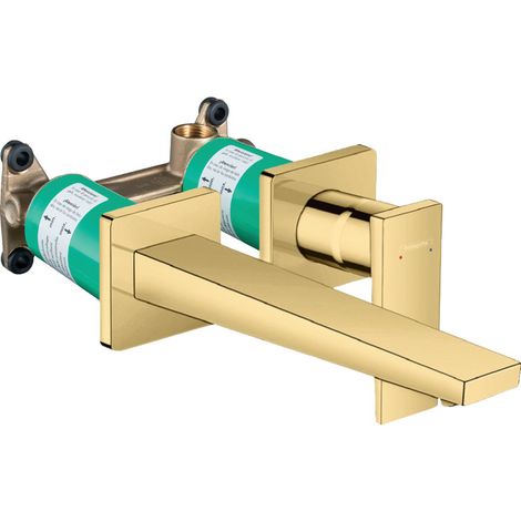 Hansgrohe Metropol Set Unterputz-Waschtischmischer Wandmontage Gold Griff + Handgriff + Ablaufgarnitur + Unterputzkörper (325269