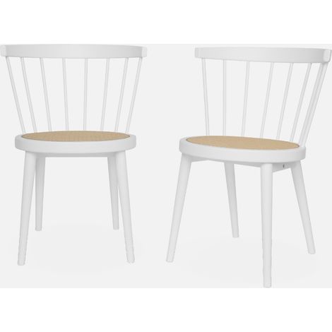 Set di 2 sedie in legno e rattan intrecciato, stile vimini