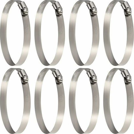8 pcs Adjustable 91–114 mm Stainless Steel Hose Clamps in Various Sizes for Securing Flexible Hoses and Hoses (1/5)