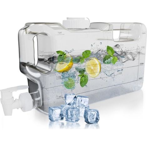 Distributeur d'eau pour réfrigérateur de 4,2 litres (1,1 gallon) - Récipient à eau mince et étanche avec robinet, carafe transparente rechargeable sans BPA pour la cuisine