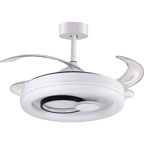 Ventilador DC HERSA blanco, 4 aspas retráctiles, 116W LED 300040006500K, Al.35xD.108/50cm (1/3)