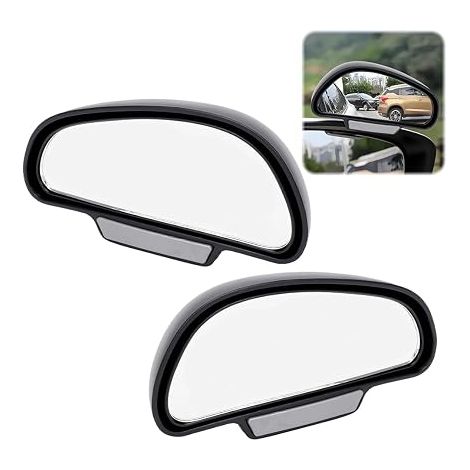 Blind Spot Mirrors, Wide Angle Car Blind Spot Mirrors, 360 Degree Adjustable Auxiliary Mirror, Compatible with Trucks, SUV, Vans, Black (1/5)