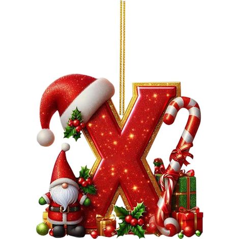 26 ornamenti a forma di lettera per l'albero di Natale, ornamenti a forma di lettera da appendere per le decorazioni natalizie (X) (1/5)