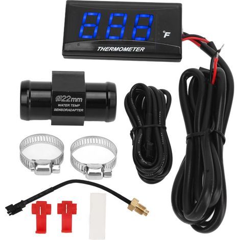 Hamwesh Motorrad-Wassertemperaturanzeige mit LCD-Bildschirm, wasserdichtem Gehäuse, ABS-Gehäuse, Wassertemperaturanzeige für Motorradbegeisterte, Universaltyp (blau). (1/5)