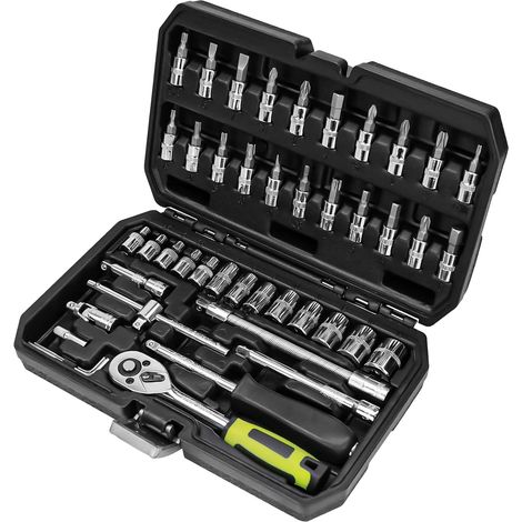 46-teiliger 1/4-Zoll-Steckschlüsselsatz der Industrieklasse für Autoreparatur und Haushalt (1/5)