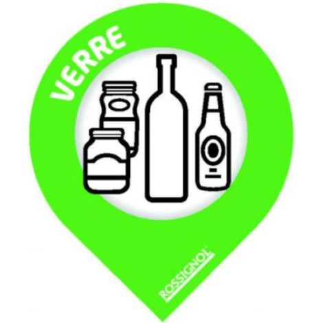 Lot de 10 stickers de tri sélectif - verre - vert RAL 6018