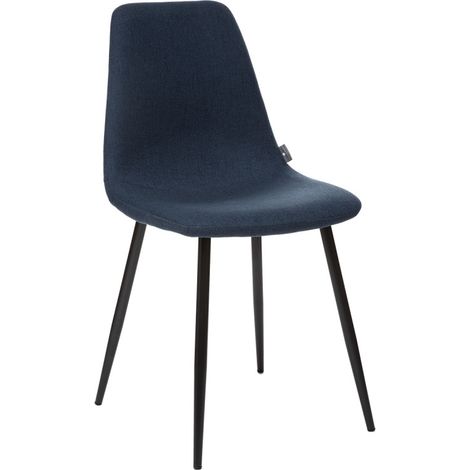 Lot de 2 chaises style Vintage pieds métal noir "Nathalia" Atmosphera - Bleu - Bleu - (1/3)