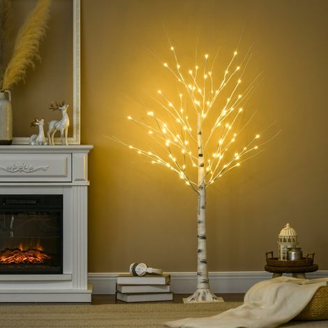 Bouleau artificiel LED blanc 150 cm, branches flexibles en plastique et métal (1/5)