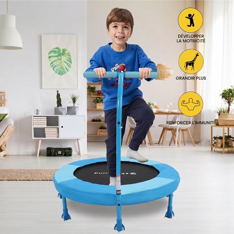 Trampoline d'intérieur de 91 cm pour enfants - Trampoline d'intérieur pour enfants avec poignée - Trampoline pour tout-petits avec tubes en acier renforcés de 2,0 mm et guidon - Mini-trampoline d'inté