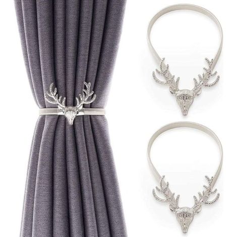 Fermacravatte Ulisem, fermacravatte in metallo con ganci, passanti per tende, fermacravatte a forma di cervo, fermacravatte per finestre moderni, accessori decorativi per (1/4)