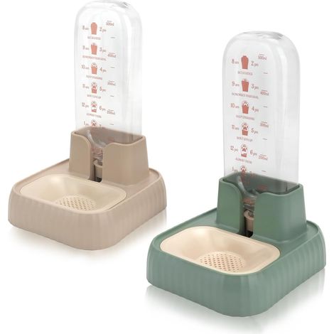 Lot de 2 distributeurs d'eau automatiques pour chat, 500 ml, avec élément filtrant, fontaine à eau pour chat, lapin, chiot et petit animal (500 ml) (1/5)