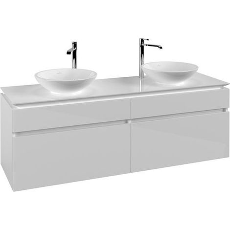 Meuble de rangement Legato B600 VB WTUS 1600x550x500mm 4 tiroirs pour 2 personnes Blanc brillant