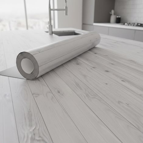 Papier Peint Adhésif Bois Blanc et Gris 60 cm x 600 cm – Effet Bois Imperméable, Revêtement Mural Durable, Facile à Poser, Décoration Moderne pour Salon, Chambre, Cuisine et Bureau (1/5)