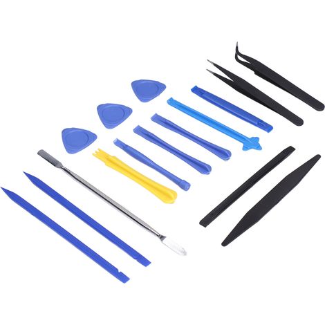 Elektronikreparatur-Werkzeugset bestehend aus einem PVC-Öffnungsstab, einem dreieckigen Werkzeug, einem Spatel und einer Pinzette. (1/5)