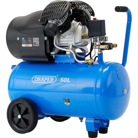 Draper 50L 8 CFM V-Twin Electric Direct Drive Oil-Lubricated Air Compressor, 2.2kW (3HP), 230V, 116 PSI (1/5)