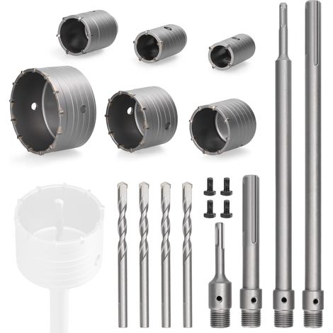 16 brocas eléctricas de impacto para taladrar paredes, brocas huecas de carburo para ladrillos, herramienta de perforación para aire acondicionado y plomería. (1/5)