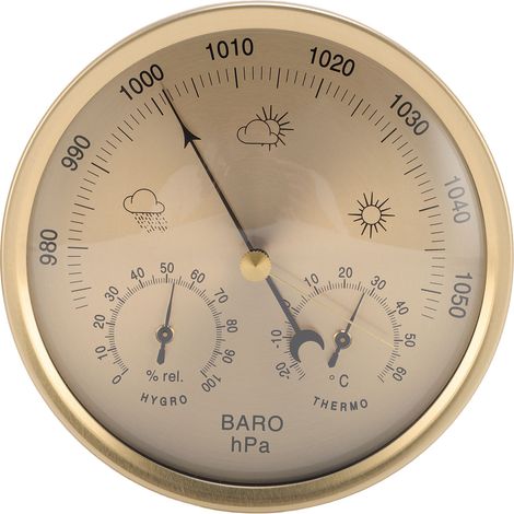 Decdeal 3 po en 1 baromètre Hygromètre Température Mur Mur de la suspension météo Gold Station de prévision météo pour la maison et le bureau 130 mm (1/5)