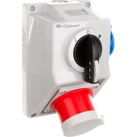 Kit di installazione con/senza interruttore C32-48.1N L-0-P + spina 32A 3P+N+Z/32A 2P+Z IP44 974028
