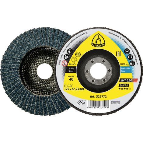 Klingspor 322778 SMT 624 Schleifmopteller, 150 x 22,23 mm Korn 40 gewölbt Durchmesser 150 mm    10 S