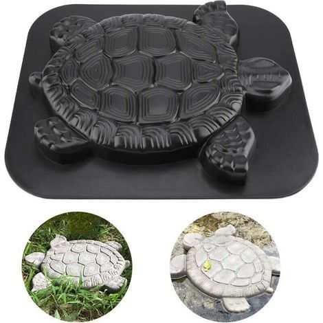 Moule à pavés en forme de tortue en plastique, moule en béton moyen, dalles de jardin, moule pour allée de jardin, 40 x 34 x 4 cm, pierres décoratives pour pelouse et jardin (1/5)