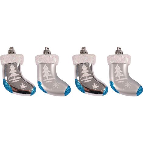 Baumschmuck Strumpf Weihnachtsbaumanhänger Christbaumschmuck Weihnachtsdeko - silber