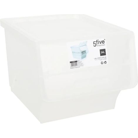 Caja de plástico transparente con apertura frontal 34l  - 5five